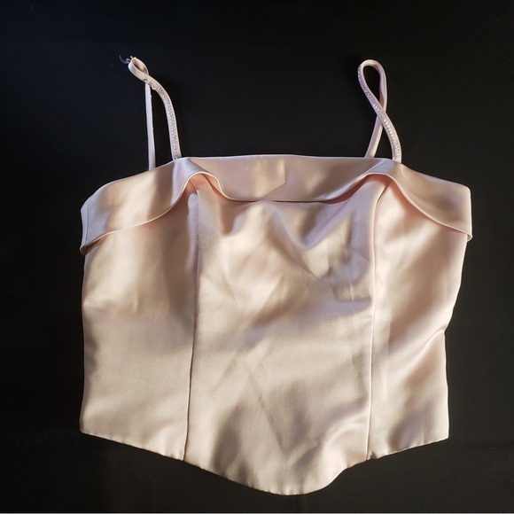 Alfred Angelo Cropped Pink Spaghetti Strap Tank Top - Picture 1 of 6